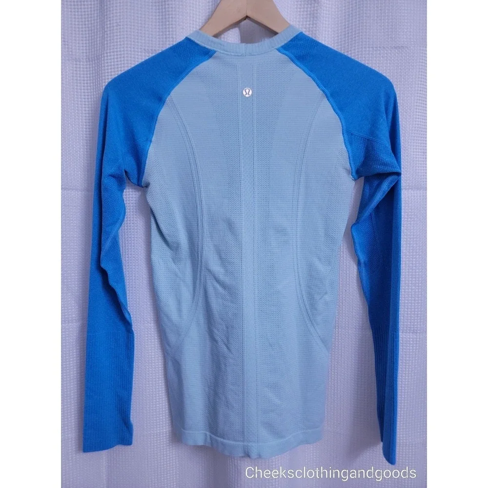 Lululemon 6 Run: Swiftly Tech Long Sleeve Blue  Shirt Reflective W3037S